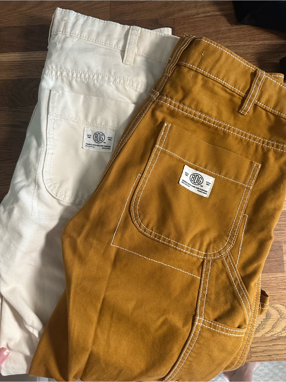 BDG Urban Outfitters Canvas Carpenter Pants LOT of 2 Tan & Cream Sz 24